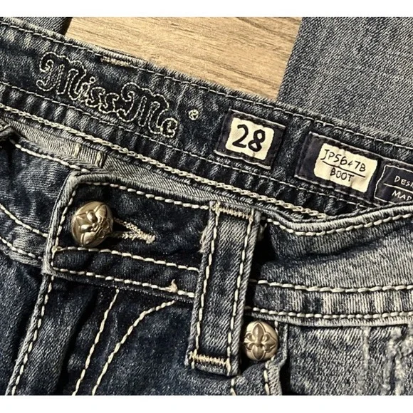 Miss Me Blue Boot Cut Jeans with Silver Embellishments - Picture 5 of 12